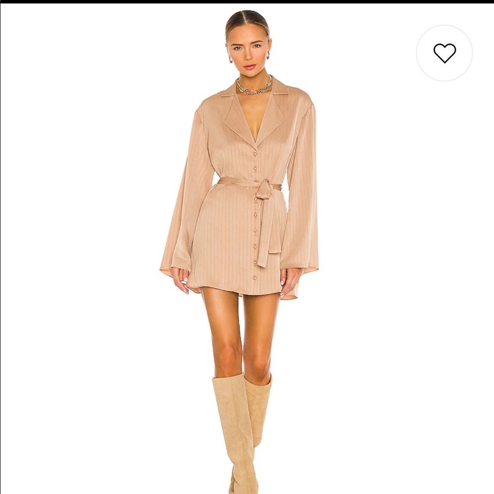 Dress Shirt with Waist Tie in Champagne Beige